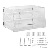 Pastry Display Case, 2-Tier Commercial Countertop Bakery Display Case, Acrylic Display Box with Rear Door Access & Removable Shelves, Keep Fresh for Donut Bagels Cake Cookie, 20.7"x13.2"x11.9"