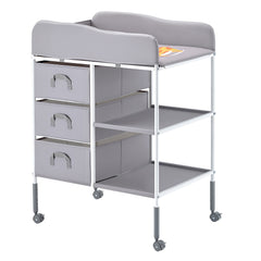 Baby Changing Table Portable Diaper Change Station with 3 Drawers & Wheels