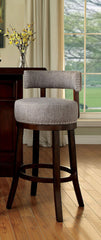 Bar Chairs 2pc 30" Rich Dark Wooden Legs, Fabric Padded Seats Backrests Provides Comfortable Seating Dark Oak/Light Gray