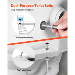 Universal Toilet Seat Bolts Kit Heavy Duty Toilet Tank Bolts Downlock Nuts 2PCS