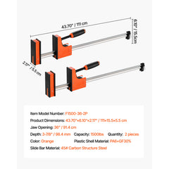 Bar Clamps for Woodworking 2-Pack 36 inch Parallel F Clamp Set Even Pressure
