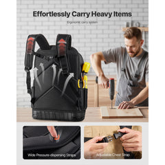 Tool Backpack with Tools 65 Pockets Tear-resistant Jobsite Backpack
