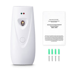Automatic Air Freshener Spray Dispenser, 4-Pack, Wall Mounted or Free Standing, Battery Operated, Multiple Time Settings for Home, Indoor, Bathrooms, Offices, Hotels, Commercial Places, White