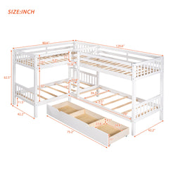 Twin L-Shaped Bunk bed with Drawers-Gray(OLD SKU :LP000038AAK)
