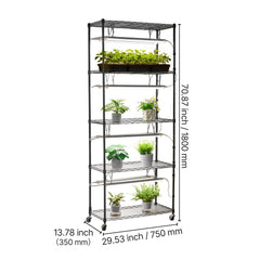 DIY Plant Shelf with Grow Lights, 71 in Tall Indoor Plant Stand with Wheels, 192W 5000K Full Spectrum Grow Lights, Heavy Duty Metal Plants Display Rack, Flower Pot Holder for Seed Starting