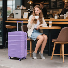 HIFINE TOURIST 20"/24"/28" 3 pcs/set in ABS Spinner Wheel Luggage, Carry on Suitcase, Matching Color, Combination Lock (Blue+Purple)