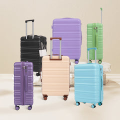 HIFINE TOURIST 20"/24"/28" 3 pcs/set in ABS Spinner Wheel Luggage, Carry on Suitcase, Matching Color, Combination Lock (Blue+Purple)