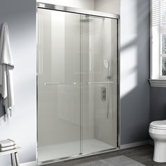 44-48 in. W x 72 in. H Double Sliding Shower Door, Semi-frameless Bathroom Sliding Door with 1/4" (6mm) Tempered Glass for Walk-in Shower, Chrome CM-24D03-48CX