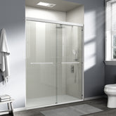 56-60 in. W x 72 in. H Double Sliding Shower Door, Semi-frameless Bathroom Sliding Door with 1/4" (6mm) Tempered Glass for Walk-in Shower, White CM-24D03-60WHX
