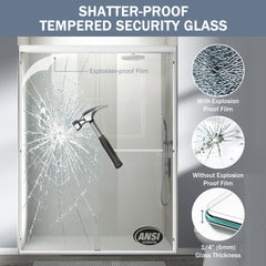 56-60 in. W x 72 in. H Double Sliding Shower Door, Semi-frameless Bathroom Sliding Door with 1/4" (6mm) Tempered Glass for Walk-in Shower, White CM-24D03-60WHX