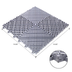 25pcs Plastic Garage Floor Mats,15.6"x15.6" Size,Non-Slip Interlocking Plastic Garage Floor Mat,Splicing Drainage Floor Tile and Shower Mat, for Garage, Garden, Kitchen & Outdoor, Gray