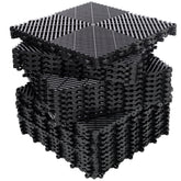 25pcs Plastic Garage Floor Mats,15.6"x15.6" Size,Non-Slip Interlocking Plastic Garage Floor Mat,Splicing Drainage Floor Tile and Shower Mat, for Garage, Garden, Kitchen & Outdoor, Black