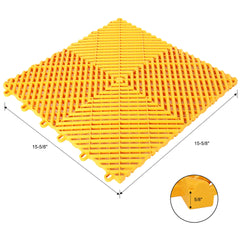 25pcs Plastic Garage Floor Mats,15.6"x15.6" Size,Non-Slip Interlocking Plastic Garage Floor Mat,Splicing Drainage Floor Tile and Shower Mat, for Garage, Garden, Kitchen & Outdoor, Yellow