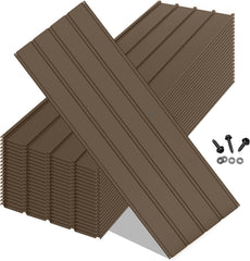 20PCS Metal Roofing Panels, Corrugated Galvanized Roof Panels, Waterproof Metal Siding Panels with 120 Pcs Steel Screws for Pergola, Gazebo, Shed, Garages, Stables and Mobile Homes (Brown)