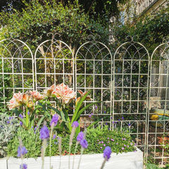 2 Pack Metal Garden Trellis 86.7" x 19.7" Rustproof Trellis for Climbing Plants Outdoor Flower Support Cream White