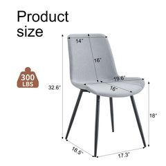 Comfortable Linen-Cotton Dining Chair Set - Four Pieces in Light Gray.Integrated Seat and Backrest,Linen-Cotton Material,Curved Widened Cushion Design For More Comfort.