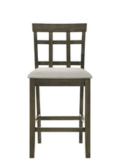 Beautiful Gray Cushioned Seats Upholstered Chair Counter Height 2Pc Dining Pub Height Chairs Slatted Back Dining Room Wooden Furniture