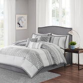 7 Piece Comforter Set Grey Queen