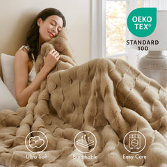 1 PC 50x60" Vivienne Faux Fur Throw Tan