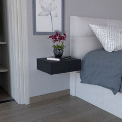 Milano Floating Nightstand , End Table, Side Table Wall-Mounted with Drawer -Black -Bedroom