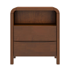 Lionel Mid Century Modern Solid Wood Nightstand 2-Drawer 23.6"H x 20.4"W x 15.7"D For Bedroom, Living Room