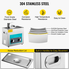 Ultrasonic Vinyl Record Cleaner 6L 40kHz Vinyl Ultrasonic Cleaning Machine Knob Control Record Ultrasonic Cleaner 4 Records Vinyl Sonic Cleaner Stainless Steel Tank w/Mechanical Heater & Timer