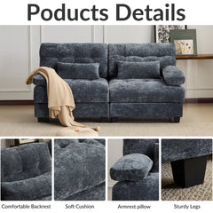 67" Loveseat - 4-Position Adjustable Backrest, 350lb/Seat, Soft Chenille Fabric, 2 Throw Pillows, Easy Assembly