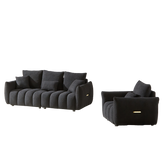 3 Seater + 1 Seater Combo Sofa Modern Living Room Sofa, Teddy Sofa, Wooden Frame, 4 Cushions, Apartment Sofa Furniture
