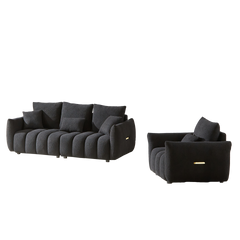 3 Seater + 1 Seater Combo Sofa Modern Living Room Sofa, Teddy Sofa, Wooden Frame, 4 Cushions, Apartment Sofa Furniture