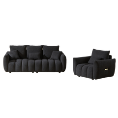 3 Seater + 1 Seater Combo Sofa Modern Living Room Sofa, Teddy Sofa, Wooden Frame, 4 Cushions, Apartment Sofa Furniture
