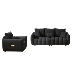 3 Seater + 1 Seater Combo Sofa Modern Living Room Sofa, Teddy Sofa, Wooden Frame, 4 Cushions, Apartment Sofa Furniture