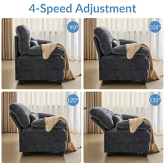 119" 4-Seater Sofa with 2 Ottomans - 4-Position Adjustable Backrest, 350lb/Seat, Soft Chenille Fabric, 4 Throw Pillows, Easy Assembly