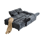 119" 4-Seater Sofa with 2 Ottomans - 4-Position Adjustable Backrest, 350lb/Seat, Soft Chenille Fabric, 4 Throw Pillows, Easy Assembly
