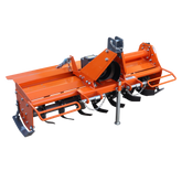 Attachments 3 Point 49" Rotary Tiller Attachment Fits Cat 1 Tractors,, Single Speed PTO Driven Cultivator with a 540 RPM Gearbox, Replaceable L-Shaped Tines Work 5" Deep