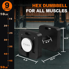 Square Dumbbell 9 in 1 Free Adjustable Dumbbells Set Two 50LBS square Dumbbells 9 in 1 Free Weights for Multi weight Options Quick-Lock Adjustable Dumbbell set