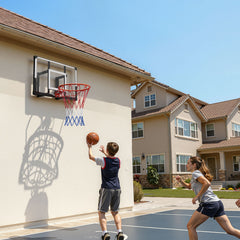 Wall Mount Basketball Hoop, 44-inch PC Backboard Mounted Basketball Hoop Outdoor with Solid Steel, 0.08 inch Thickened Backboard, Thickened Woven Nylon Basketballs Net, Indoor & Outdoor Use
