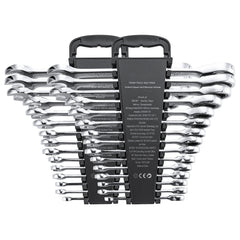 Combination Wrench Set 30 PCS SAE 1/4" to 1", Metric 8mm to 24mm Organizer Rack