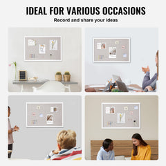 30"x20" White Cork Board with Linen Surface – Stylish Wall-Mounted Bulletin Board for Home, School, Office – Elegant & Functional Noticeboard