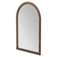 24x35.8" Arched Wall Mirror with Pine Wood Frame, Brown