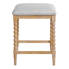26''Counter Stools,Set of 2 with Upholstered Seat, Solid Acacia wood Frame, Foam-Padded Seat, Open Airy Design for Kitchen Island and Bar, Natural