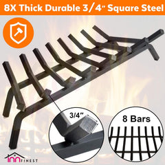Fireplace Grate,Fireplace Log Holder,Heavy Duty Solid Cast Iron FIrewood Log Burning Rack for Inside The Fireplace Accessories Outood Fire Pit Kindling Fireplace Tools (33 inch)