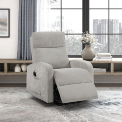 Contemporary Power Lift Chair Recliner 1pc Light Gray Plush Corduroy Upholstery Comfort Side Pocket Plywood Living Room Furniture