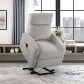 Contemporary Power Lift Chair Recliner 1pc Light Gray Plush Corduroy Upholstery Comfort Side Pocket Plywood Living Room Furniture