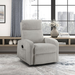Contemporary Power Lift Chair Recliner 1pc Light Gray Plush Corduroy Upholstery Comfort Side Pocket Plywood Living Room Furniture