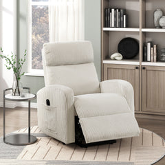 Contemporary Power Lift Chair Recliner 1pc Beige Plush Corduroy Upholstery Comfort Side Pocket Plywood Living Room Furniture