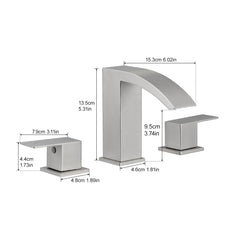 Bathroom Stainless Steel Faucets for Sink 3 Hole Brushed Nickel 8 inch Widespread Bathroom Sink Faucet Double Lever Handle Faucet Bathroom Vanity Faucet Basin Mixer Tap Faucet with Hose