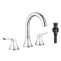 Bathroom Stainless Steel Faucets for Sink 3 Hole Chrome 8 inch Widespread Bathroom Sink Faucet Double Lever Handle Faucet Bathroom Vanity Faucet Basin Mixer Tap Faucet with Pop-Up Drain
