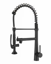 Heavy Duty Commercial Style Kitchen Sink Faucet, Single Handle Pre-Rinse Spring Sprayer Kitchen Faucets, High Arc Pull Down Matte Black Kitchen Faucet