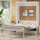 Full Size Murphy Bed with 2 Drawers, Beige