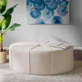 48" Ottoman,Polyester Fabric Large Cocktail Ottoman Modern Style For Living Room, Cream